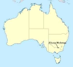 Albury–Wodonga: Twin cities (Albury, New South Wales and Wodonga, Victoria) in Australia