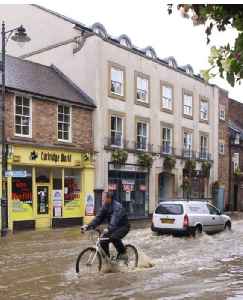 Flood: Overflow of water that submerges land that is not normally submerged