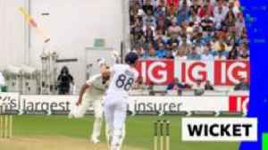 'Incredible dismissal!' - Brook's bat goes flying as he's dismissed for 111