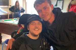 Raw reunion after man paralysed in crash caused by best mate