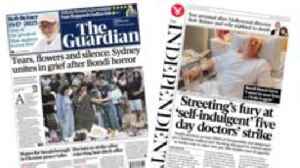 The Papers: 'Tears, flowers and silence' in Bondi and 'Streeting's fury'
