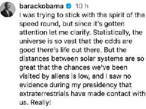 Obama Issues Follow-Up After Head-Turning Claim Aliens Are ‘Real’ Ignites Online Frenzy
