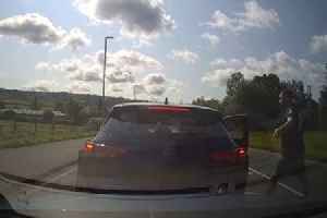 Road rage video shows man knock driver unconscious before shouting at his wife