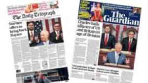 Newspaper headlines: 'King's historic Congress address' and 'Starmer sees off rebellion'