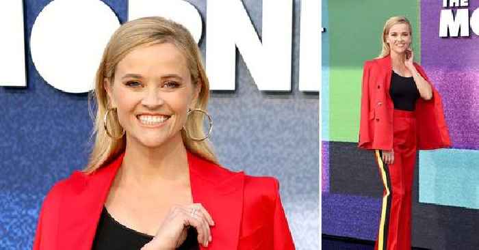 'The Morning Show' Star Reese Witherspoon Poses For Pictures At Photo Call In A Ravishing Red Suit & $1,250 Shylee Rose Earrings — Get The Look