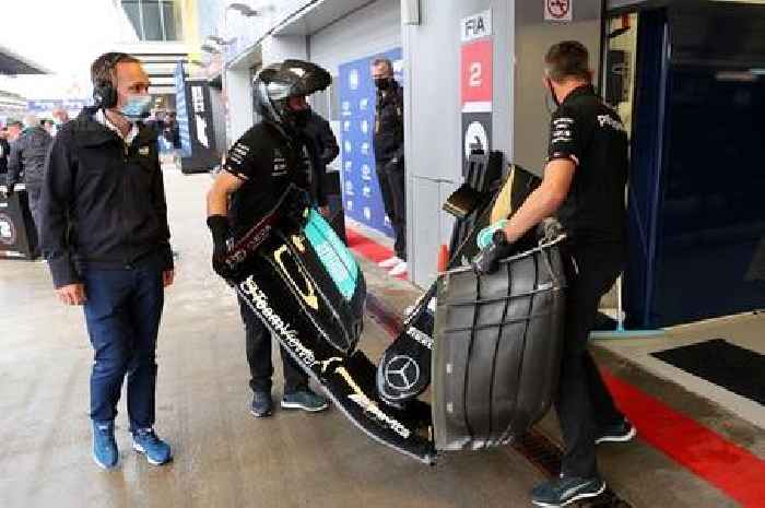 Lewis Hamilton crashes into pit wall as Lando Norris takes pole for Russian Grand Prix