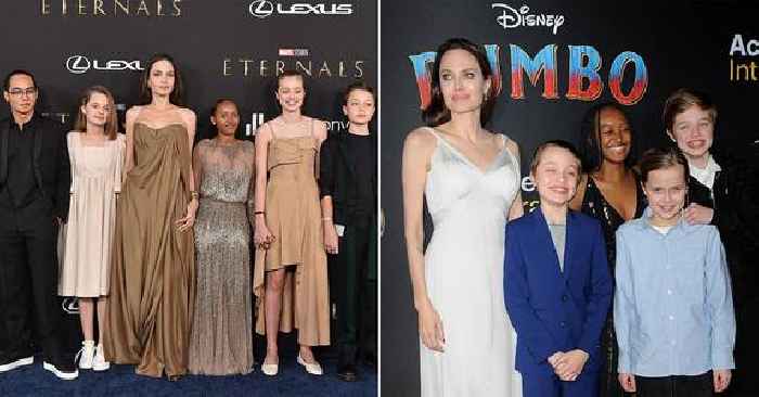 Angelina Jolie Brings Children Maddox, Zahara, Shiloh, Vivienne & Knox To 'Eternals' Premiere As Brad Pitt Custody War Continues