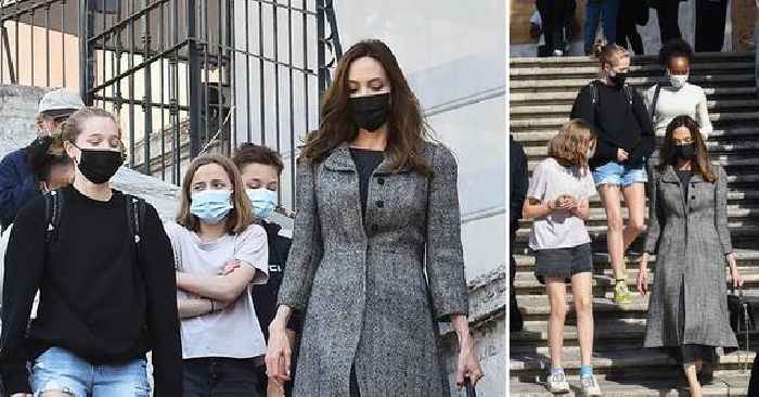 Angelina Jolie Explores Rome With Her Kids Ahead Of 'Eternals' Premiere In Italy: Photos