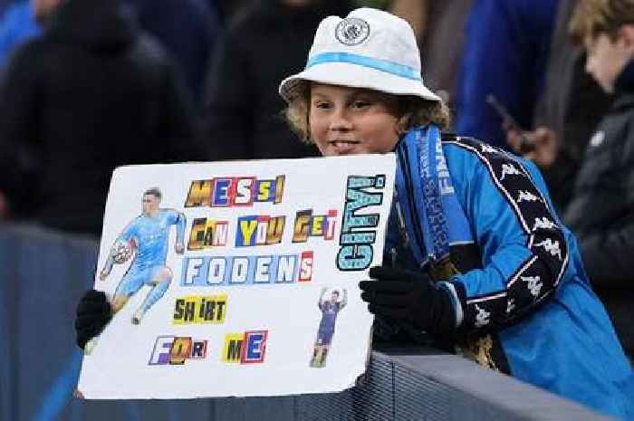 Man City's Phil Foden looking to find young fan who displayed cheeky Lionel Messi sign