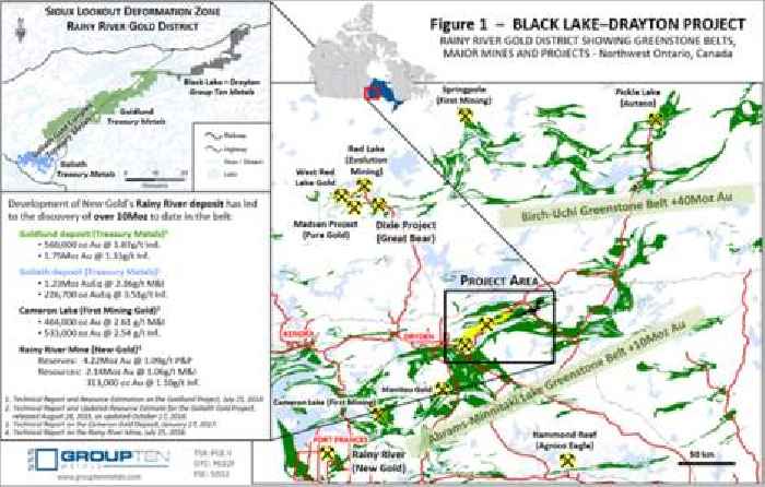 Group Ten Metals Signs Definitive Agreement with Heritage Mining on the Black Lake-Drayton Gold Project in Ontario, Canada
