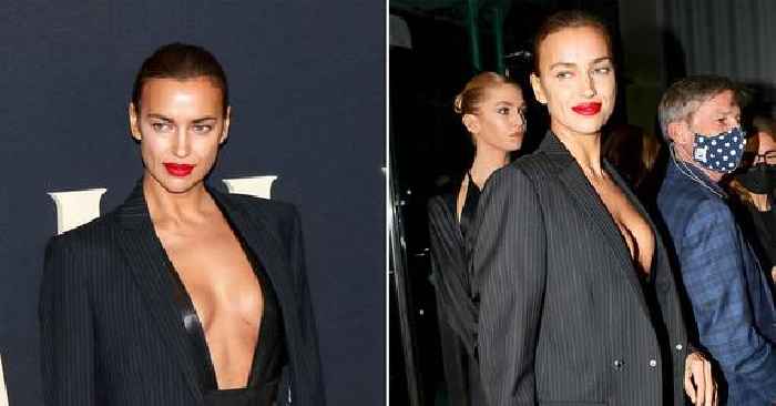 Irina Shayk Looks Better Than Ever As She Arrives To The 'Nightmare Alley' World Premiere Wearing Pinstripe Suit & Leather Top — Get The Look