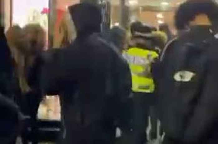 Crowd flees packed McDonald's as 'gunshot' heard during mass brawl