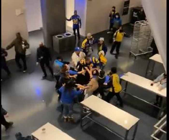 WATCH: Rams Fans Celebrate the First Ever Playoff Game at SoFi Stadium by Beating Each Other Up