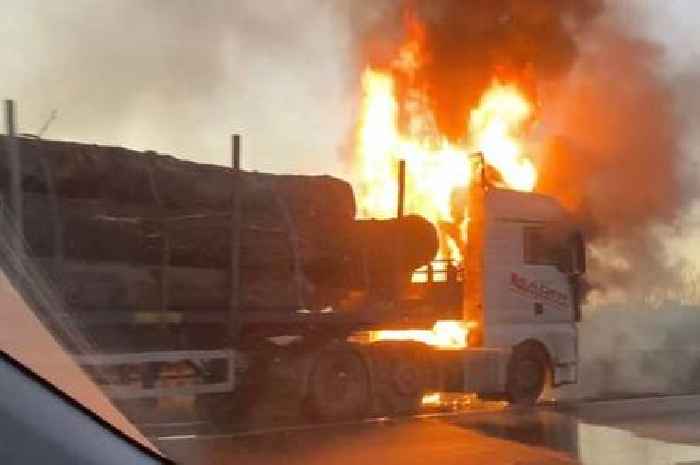 M25 Dartford Crossing fire: Dramatic photos show lorry engulfed in flames as queues build