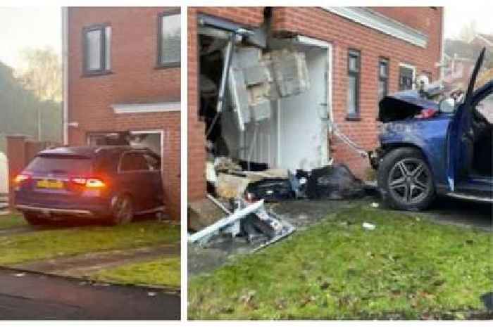 Home destroyed after teen crashed stolen Mercedes into front wall during police chase
