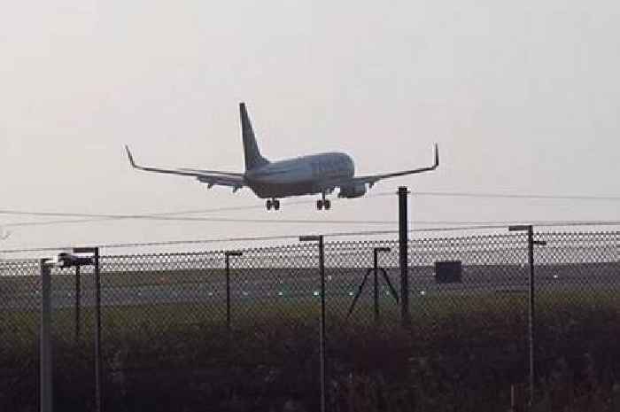 Terrifying moment plane performs intense landing during Storm Malik winds at airport