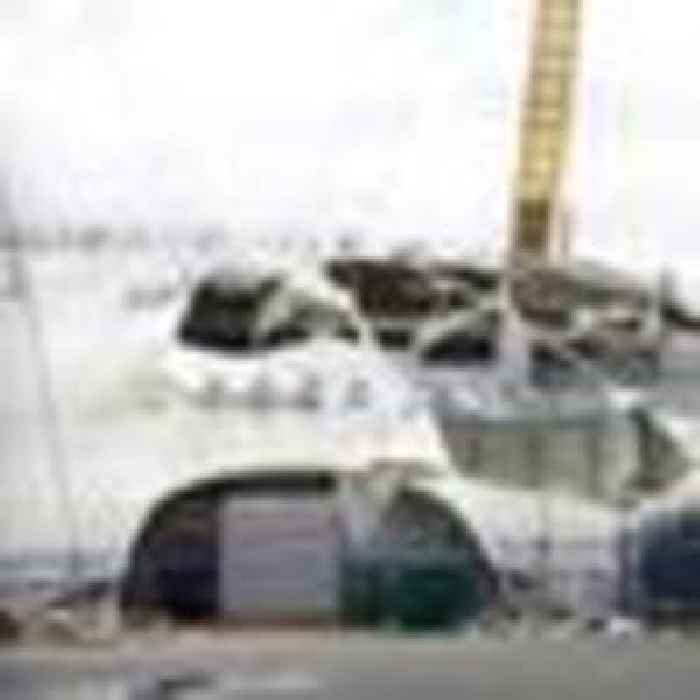 Roof of London's O2 ripped open by high winds of Storm Eunice