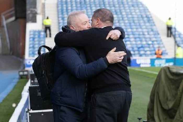 Ally McCoist gives Ange Postecoglou a hug as Rangers icon makes a beeline for Celtic boss