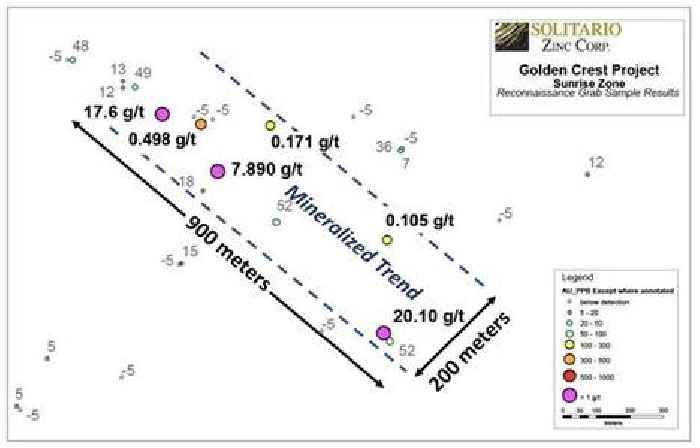 Solitario Discovers New High-Grade Gold Mineralization With 20.1, 17.6 and 7.9 GPT Gold on its Golden Crest Project