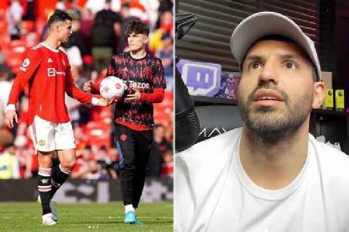 Sergio Aguero pokes fun at Man Utd youngster after touching Cristiano Ronaldo moment