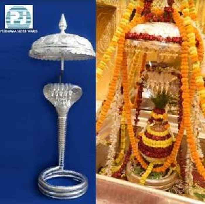 A Brand-new Silver Nagabharanam Offered by TNT Family from Kuliparai, Tamil Nadu Adorns the Shiva Linga at Shri Kashi Vishwanath Temple, Varanasi
