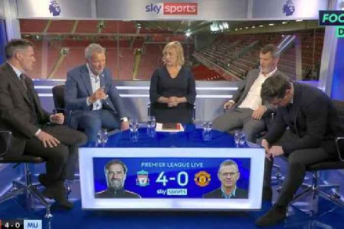 Gary Neville bows his head in disbelief at Graeme Souness' take on Man Utd owners