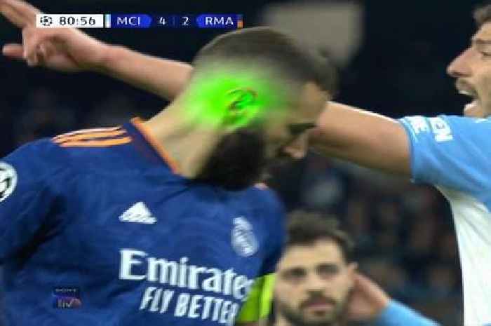 Karim Benzema targeted by laser before Real Madrid star's Champions League Panenka penalty against Manchester City