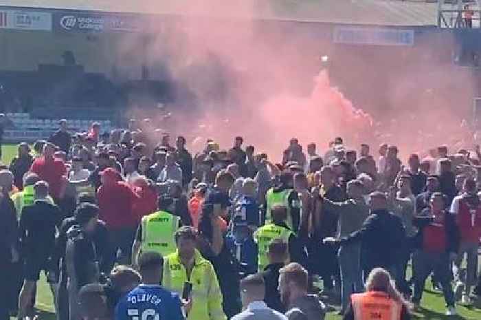 Fights break out on pitch between Rotherham and Gillingham fans on final day of League One