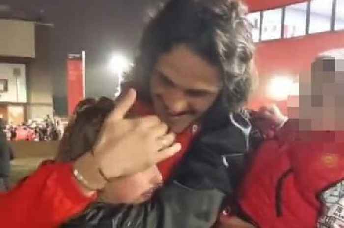 Edinson Cavani consoles crying Man Utd fan who told him 'don't leave' after final game