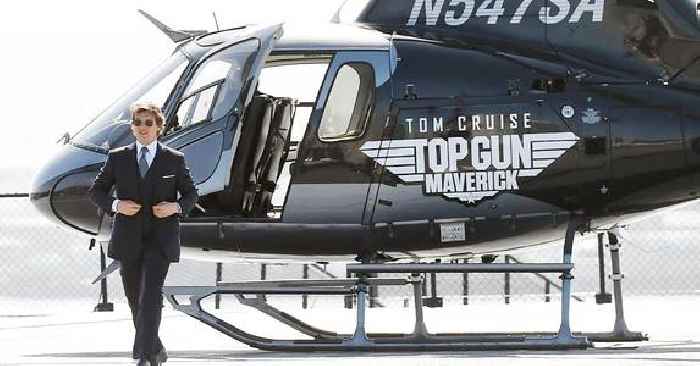 Grand Entrance! Tom Cruise Arrives To Star-Studded Premiere Of 'Top Gun Maverick' In Helicopter: Photos