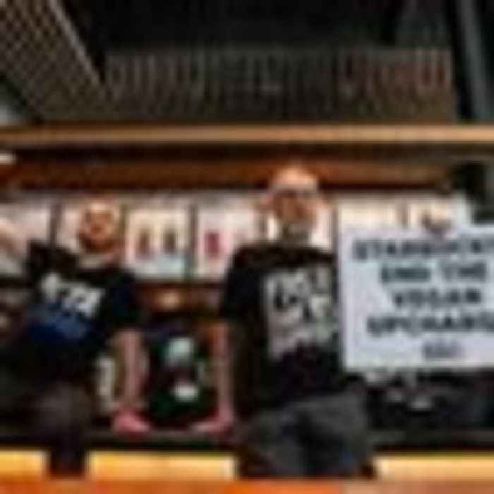 Succession star glues himself to Starbucks counter in PETA protest
