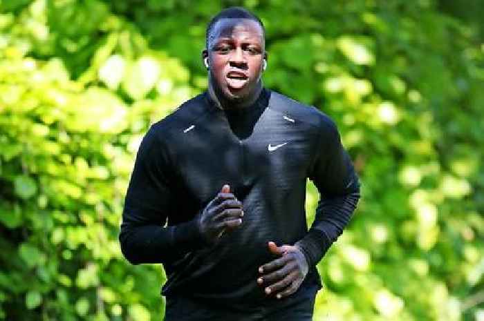 Benjamin Mendy pictured running with ankle tag as Man City footballer awaits rape trial