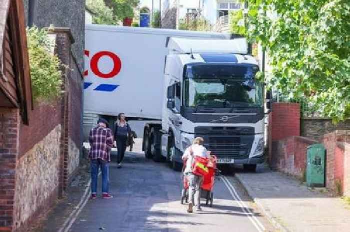 In pictures: Tesco lorry stuck all day in a Bristol side street