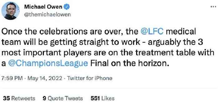 Michael Owen reacts to Liverpool FC’s penalty shootout win over Chelsea FC in FA Cup final