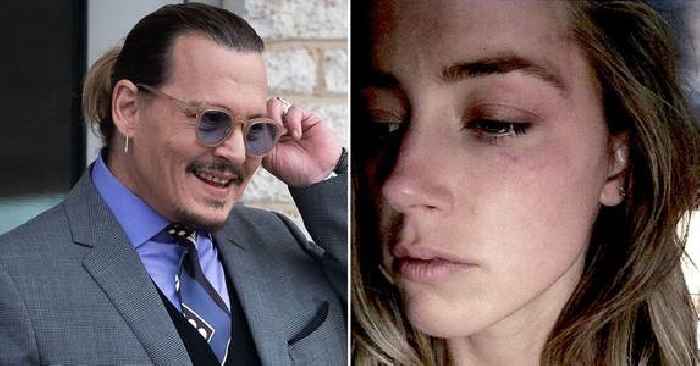 Johnny Depp Chuckles When Photo Of Amber Heard's Bruised Face Is Shown To Jury