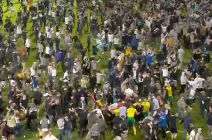 Disgusting scenes as Swindon players involved in on-pitch scuffles with Port Vale fans