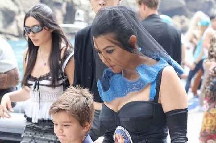 Kourtney Kardashian wears gothic bridal look before 'third wedding' to Travis Barker