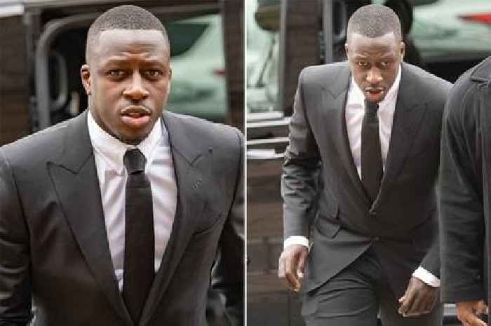 Benjamin Mendy pictured arriving at court as Man City footballer faces rape trial