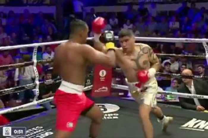 Cuban boxing star's knockout sends opponent face first into canvas on historic night