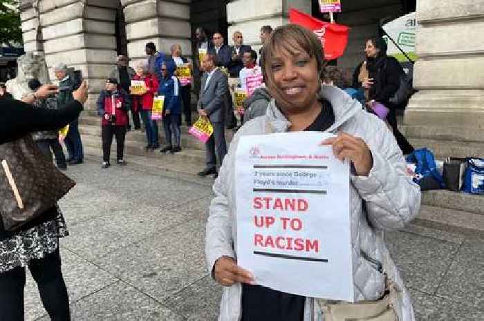 Anti-racism protestors take a knee in Nottingham in George Floyd's memory