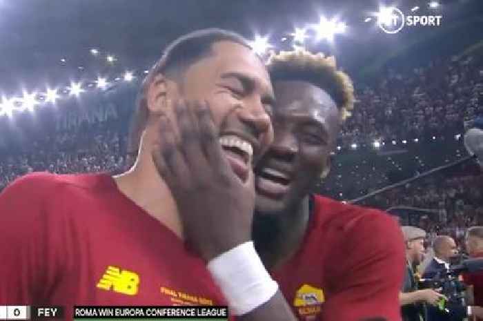 Tammy Abraham interrupts Chris Smalling interview to call Roma team-mate 