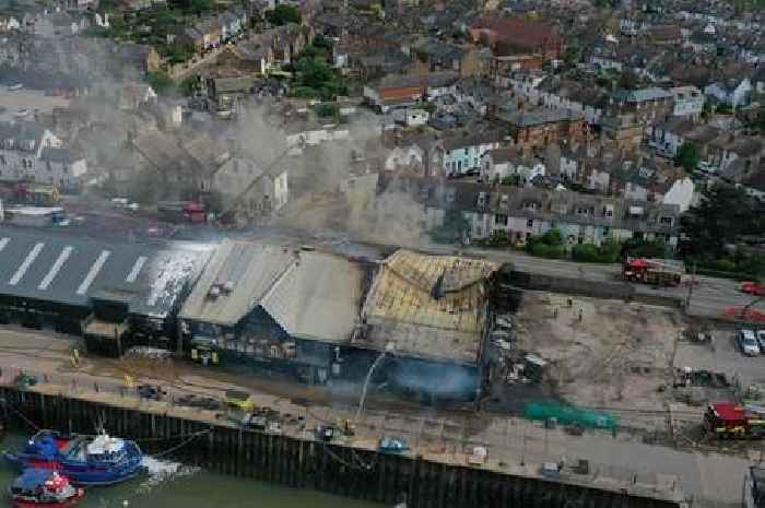 Overhead pictures show extent of Whitstable Harbour fire