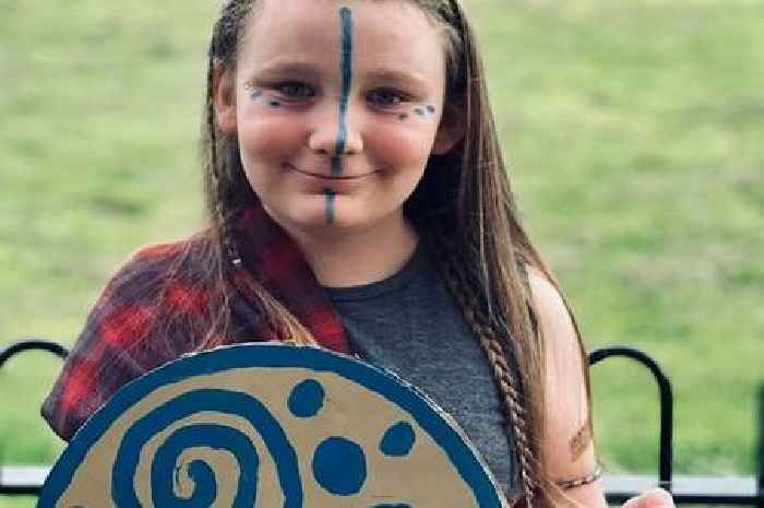 Girl goes to school in Celtic warrior queen costume after pupils asked to dress as royal family members