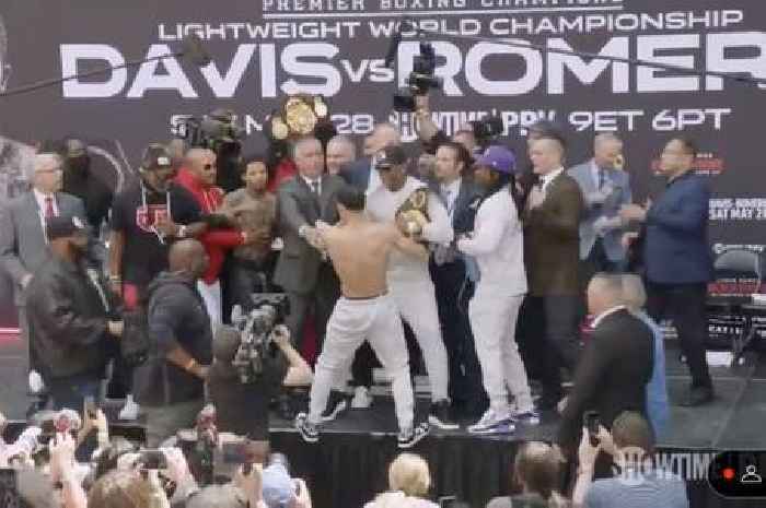 Gervonta Davis pushes opponent off stage during heated boxing weigh-in