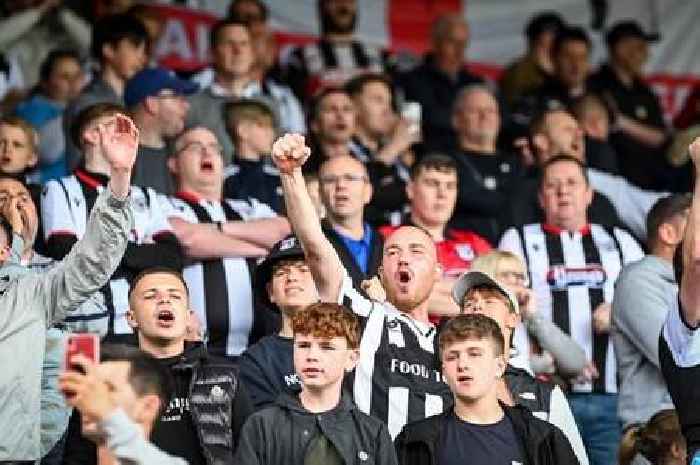 Fans cheer on Grimsby Town as they take on Wrexham in play off semi final