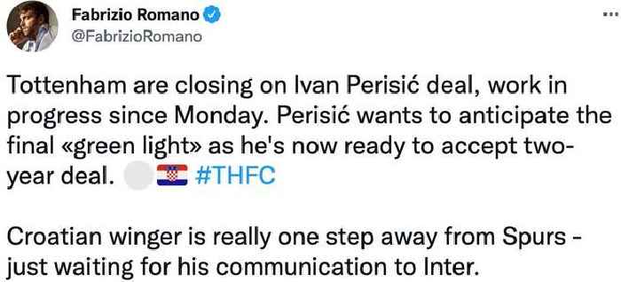 Fabrizio Romano: Tottenham ‘one step’ away from signing Croatia international