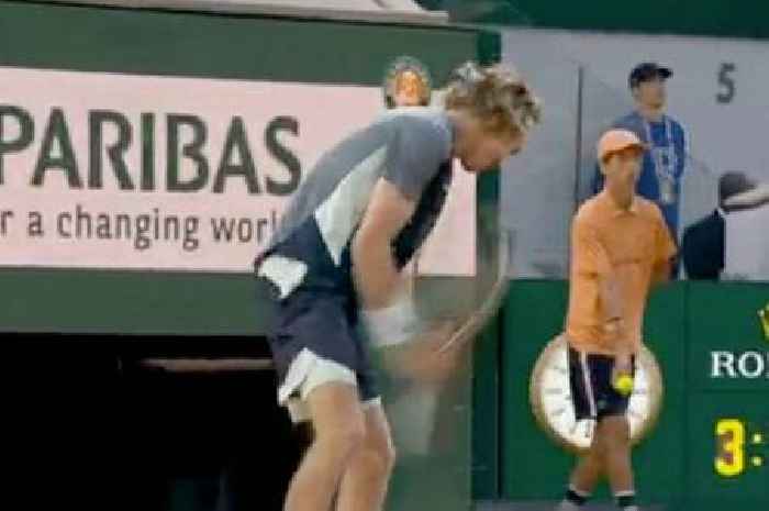 Tennis star 'smashes himself in balls' with racquet five times and doesn't even flinch