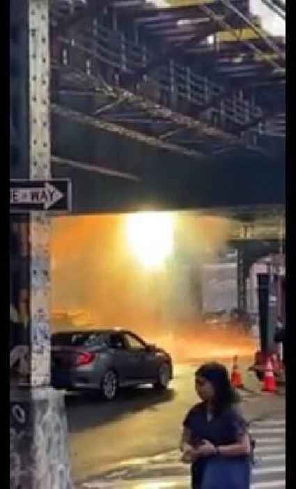 Video captures explosive fire on elevated train track in Brooklyn