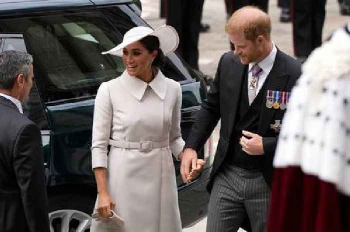 In pictures: Cheers for Harry and Meghan as they join the family at thanksgiving service