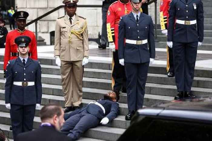 Five soldiers collapse outside St Paul's Cathedral as Royal Family arrive for Queen's Jubilee thanksgiving service